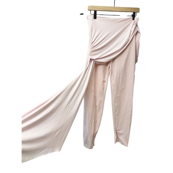 HOUSE OF CB Caixa Pale Light Pink Front Drape Asymmetric‎ Trousers Pants Large - Picture 8 of 16